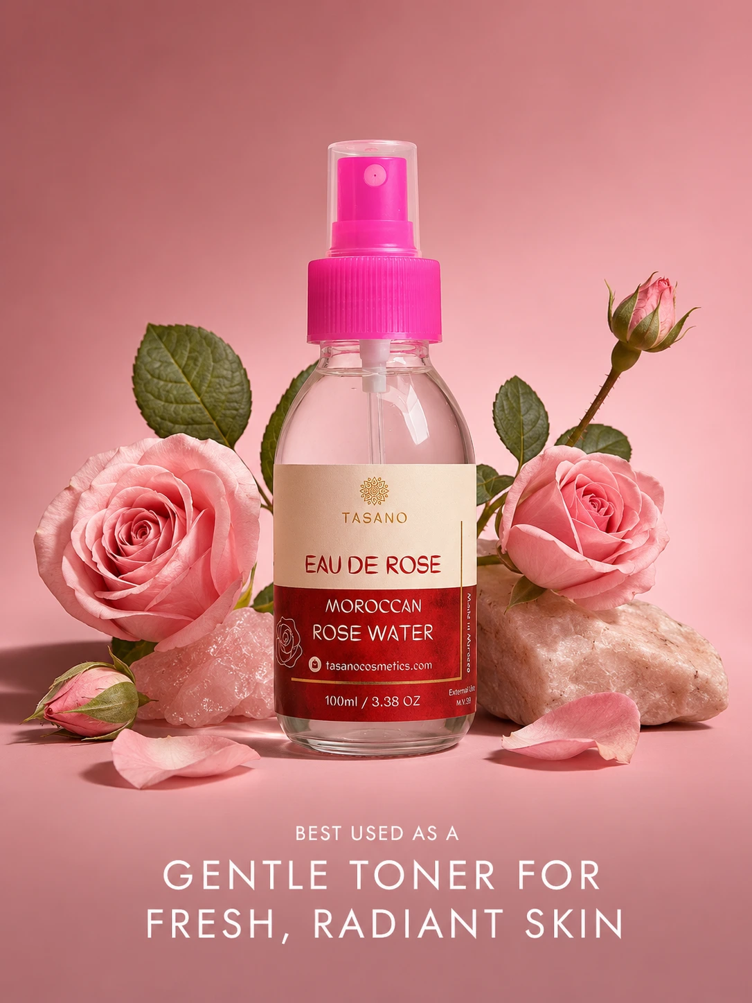 Pure Moroccan Rose Water benefits for hydrated, refreshed and soothed skin