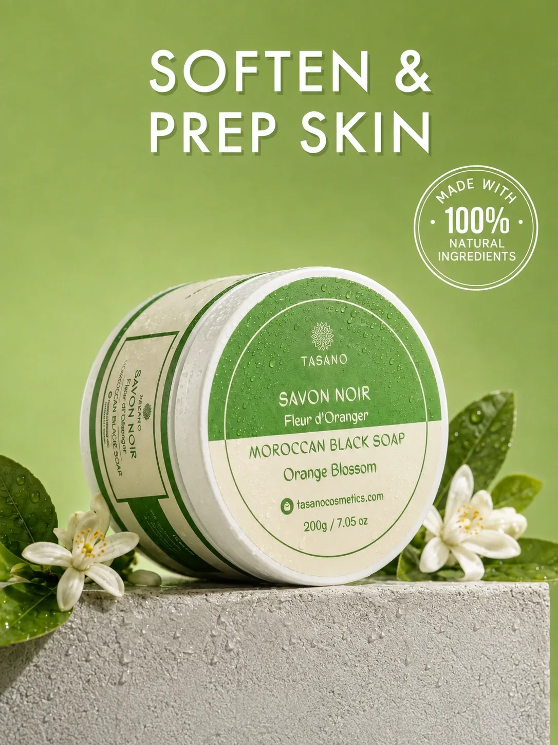 Moroccan Black Soap with Orange Blossom – traditional hammam cleanser for soft smooth refreshed skin