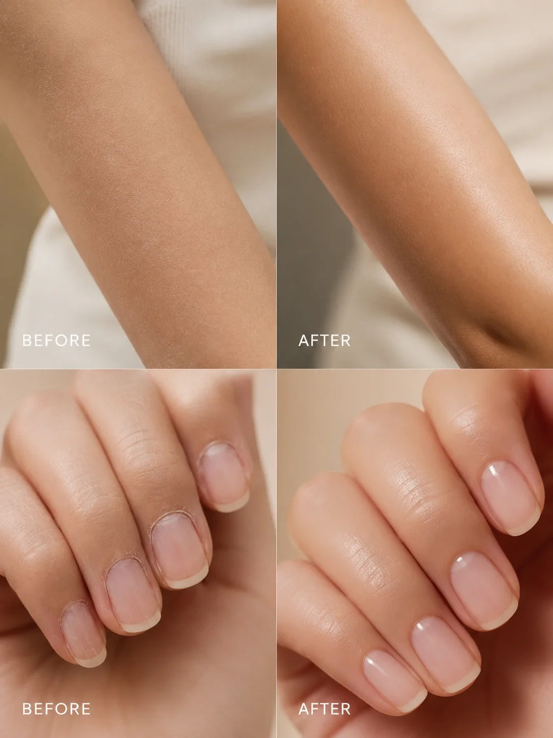 TASANO Orange Blossom Argan Oil before and after results for soft skin nails and cuticles
