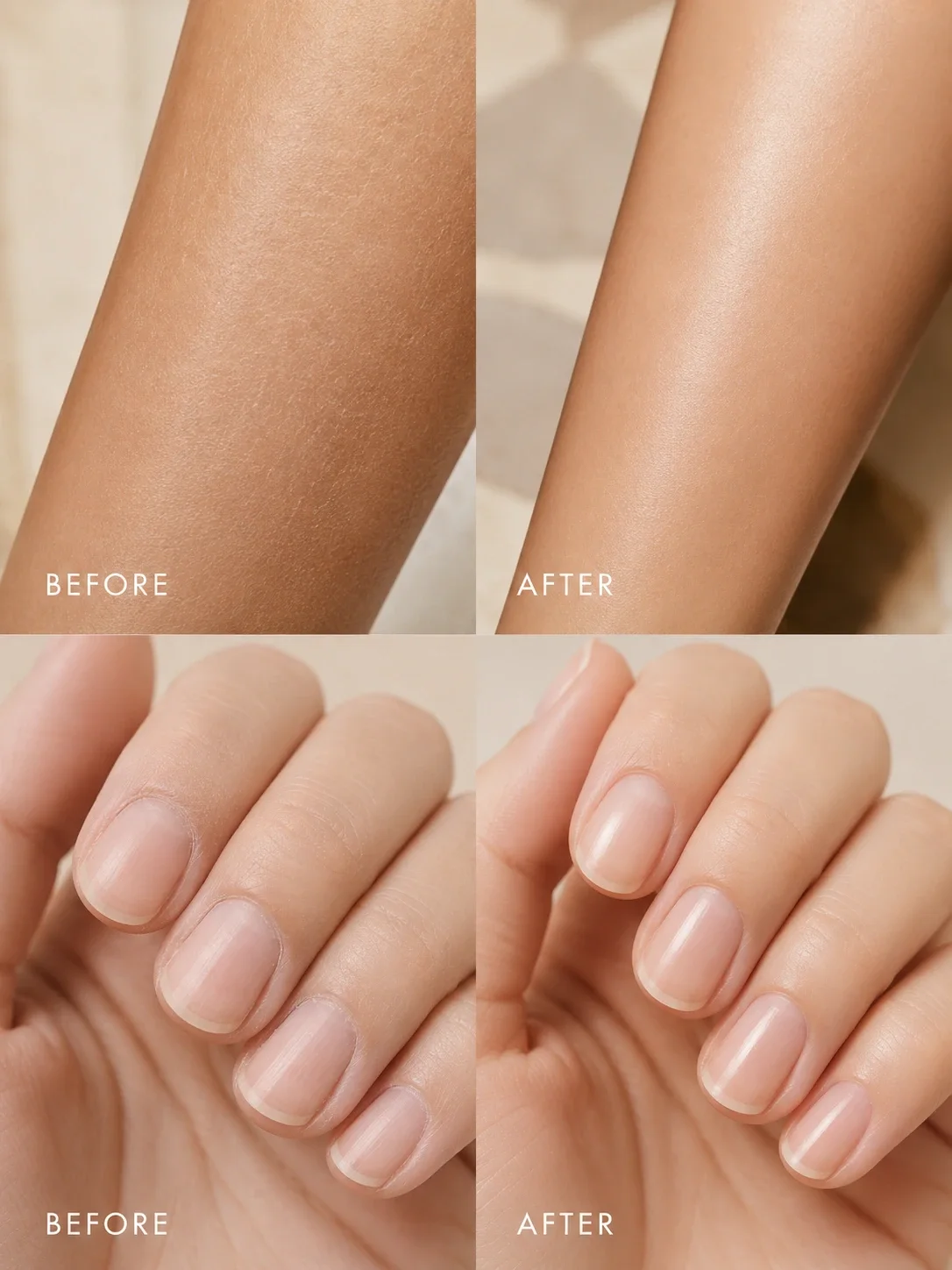 TASANO Gardenia Argan Oil before and after results for soft skin nails and cuticles