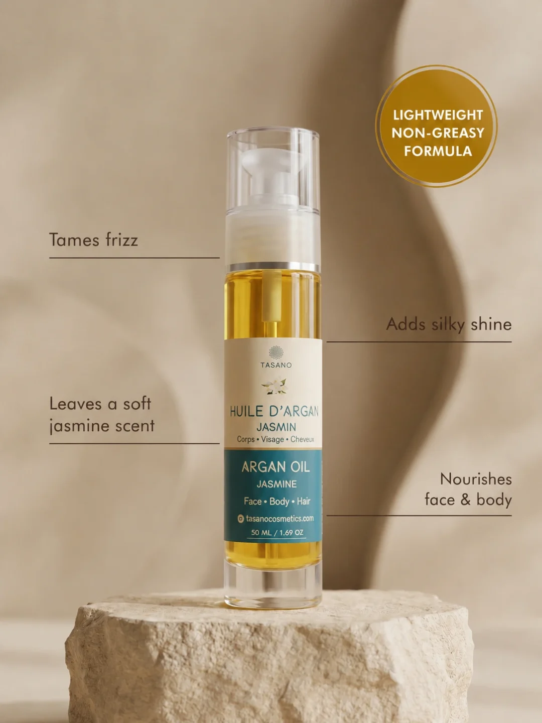 TASANO Jasmine Argan Oil benefits for smoother hair shine soft skin and a delicate floral scent TASANO Jasmine Argan Oil benefits for smoother hair shine soft skin and a delicate floral scent