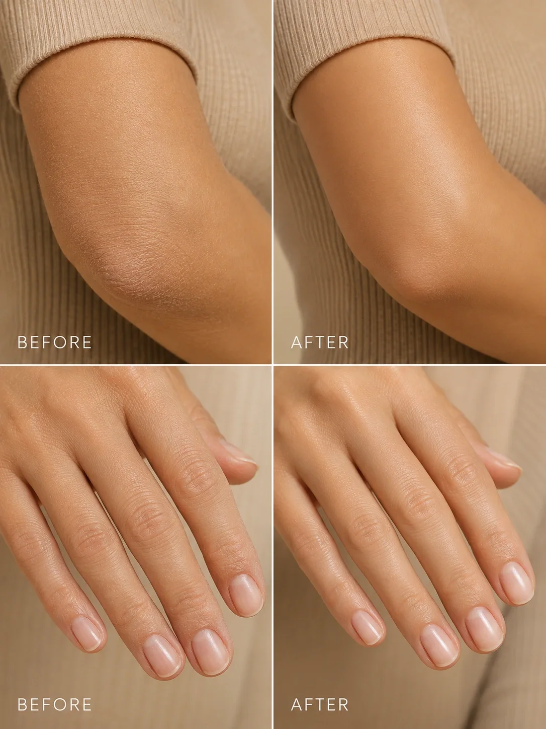 TASANO Vanilla Argan Oil before and after results for soft skin nails and cuticles