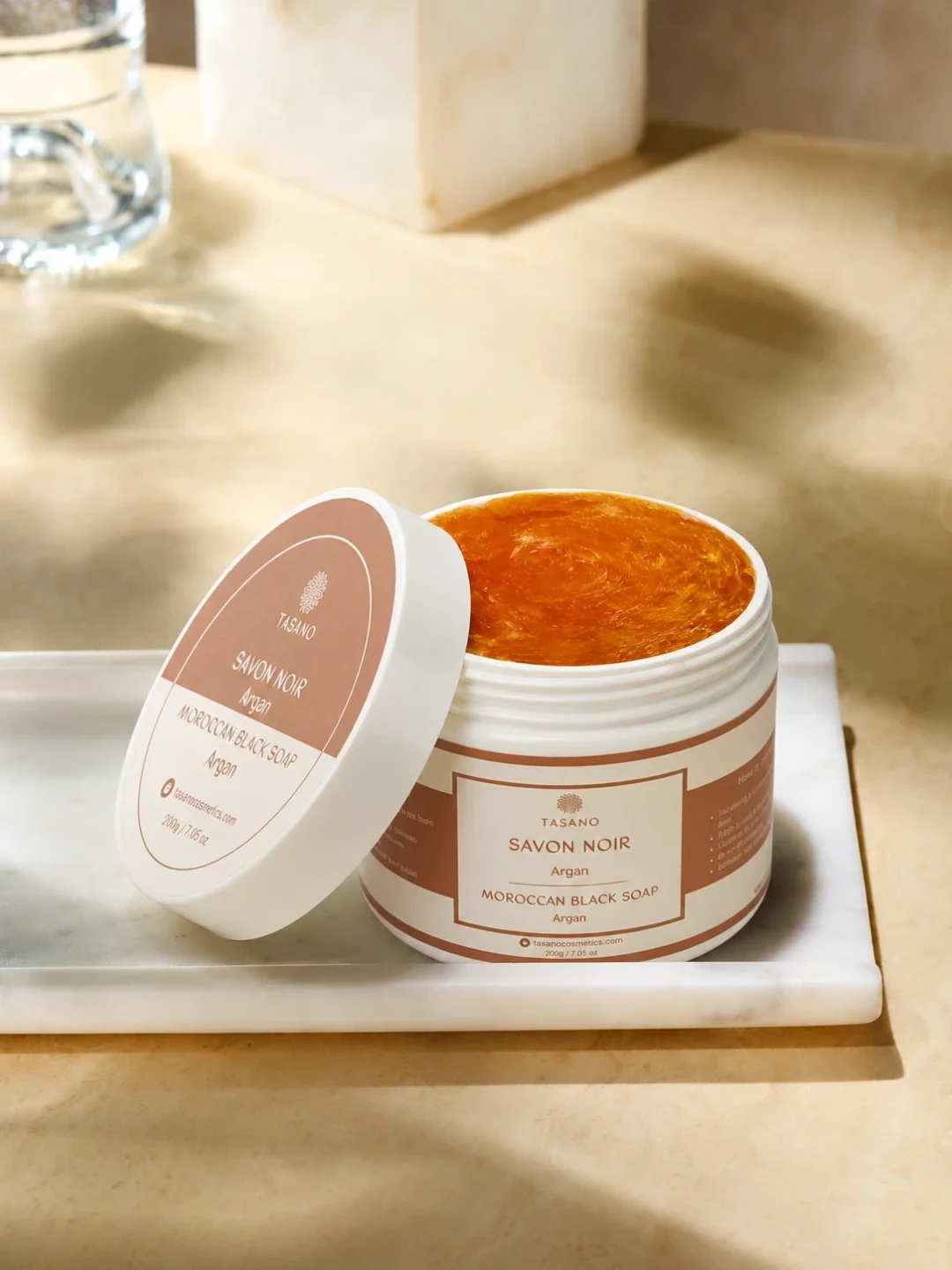 Argan Moroccan Black Soap texture – rich traditional Beldi soap with argan oil for hammam exfoliation