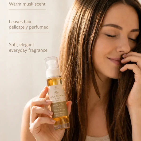 TASANO Musk Argan Oil with warm musk scent for hair and body care
