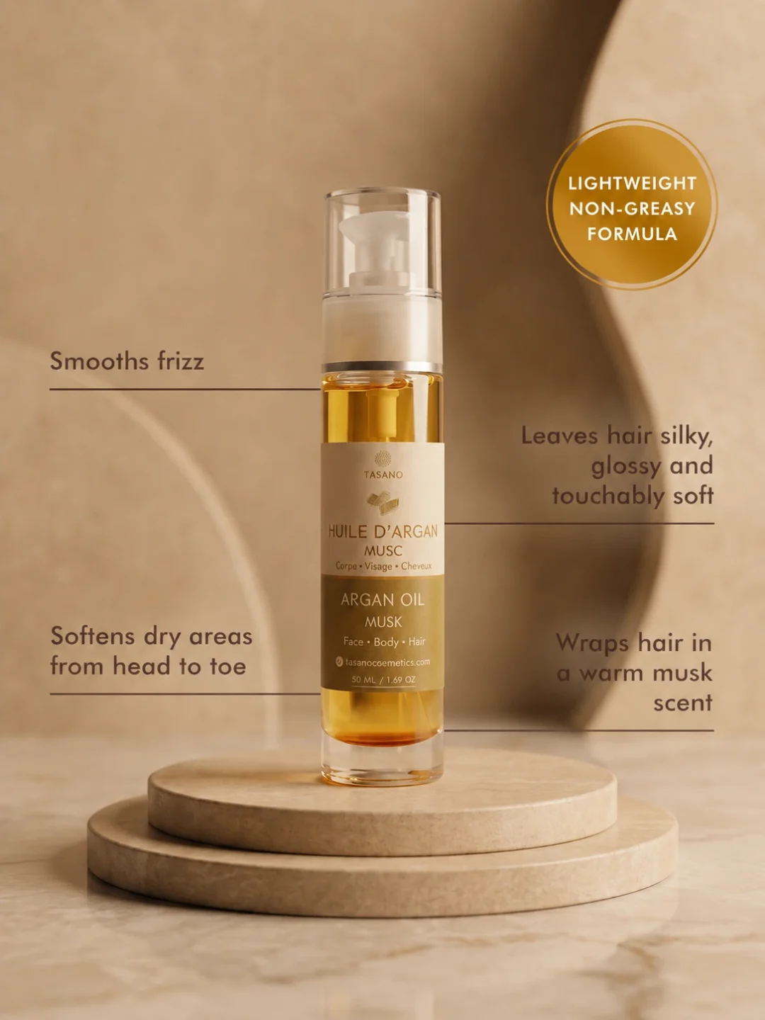 Benefits of TASANO Musk Argan Oil for hair, body, nails and cuticles