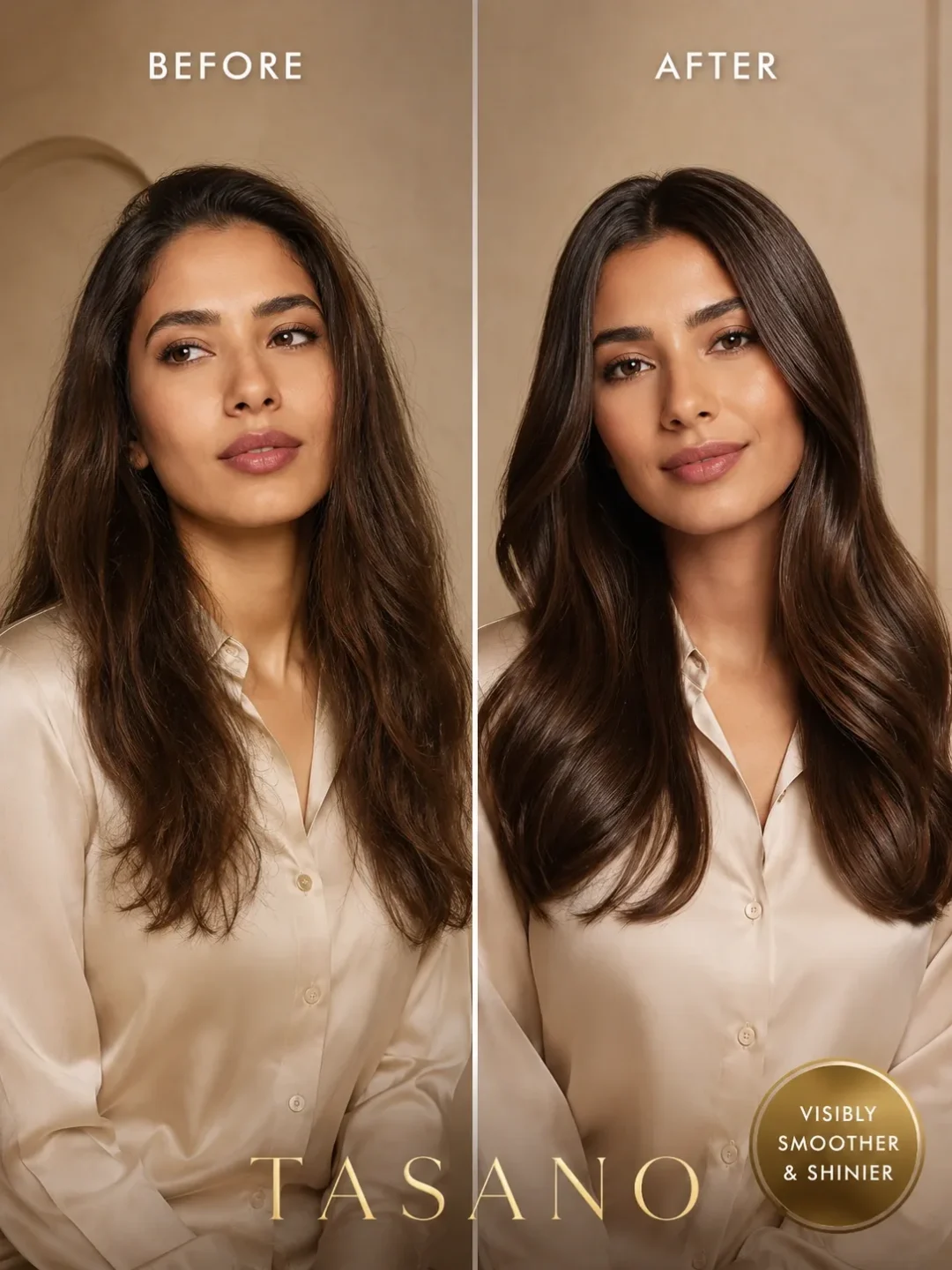 TASANO Orange Blossom Argan Oil before and after results for smoother shinier hair