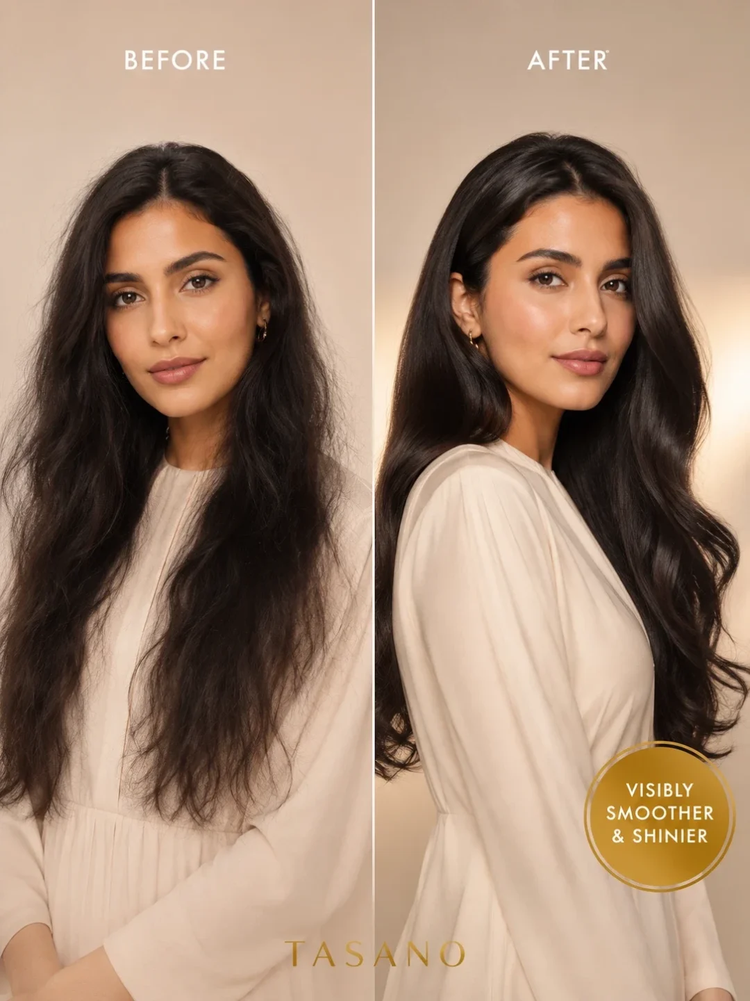 TASANO Oud Argan Oil before and after hair results for smoother shinier hair