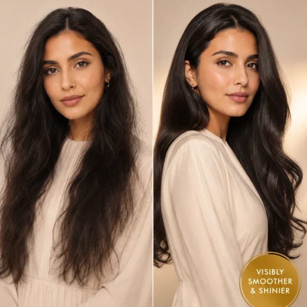 TASANO Oud Argan Oil before and after hair results for smoother shinier hair