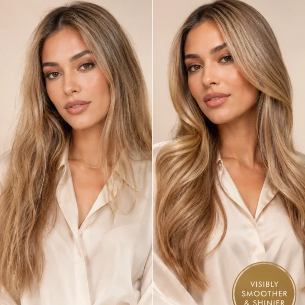 TASANO Vanilla Argan Oil before and after hair results for smoother shinier hair
