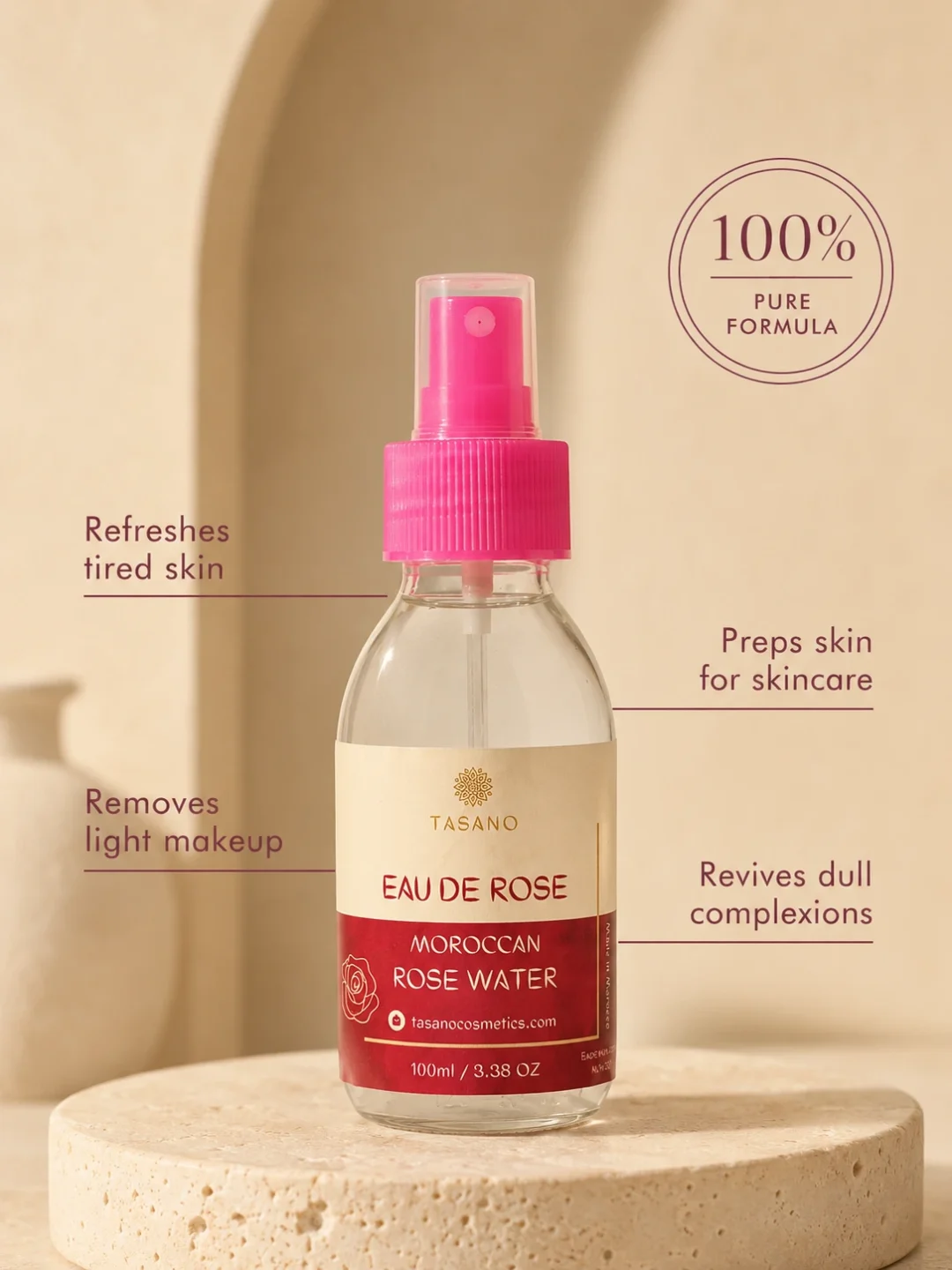Moroccan Rose Water facial mist for hydration, toner, makeup removal and sensitive skin