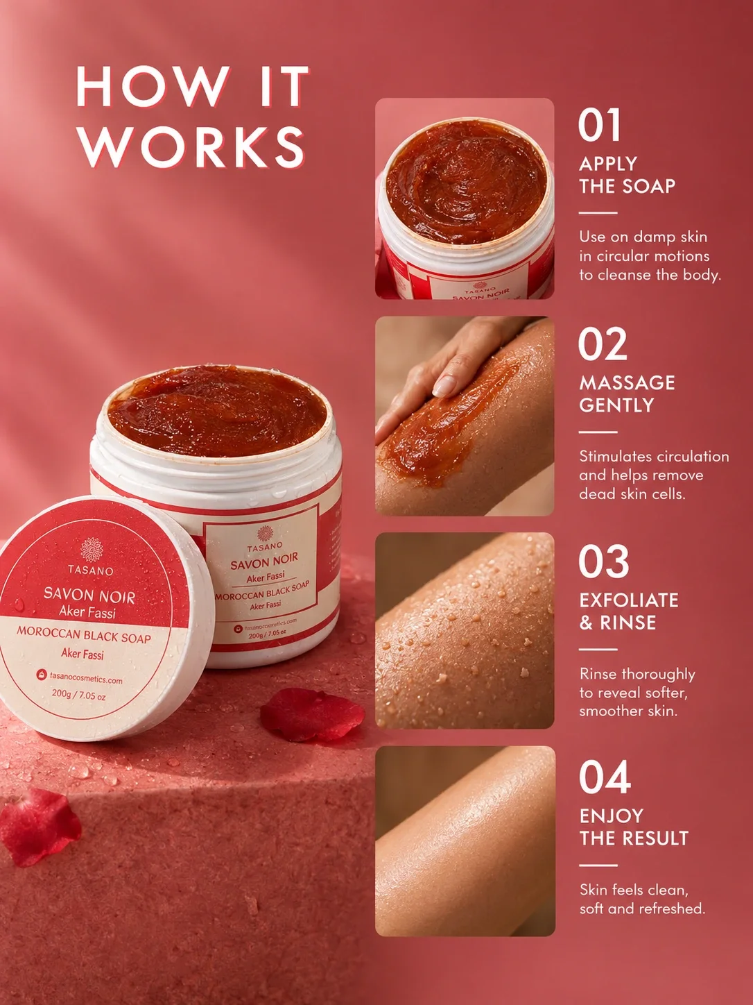 How Aker Fassi Moroccan Soap works – softens skin before kessa exfoliation and dead skin removal