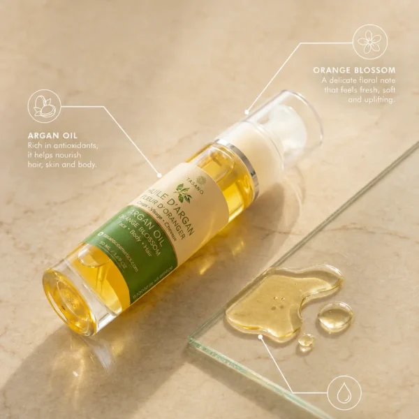 TASANO Orange Blossom Argan Oil lightweight non greasy formula and smooth texture