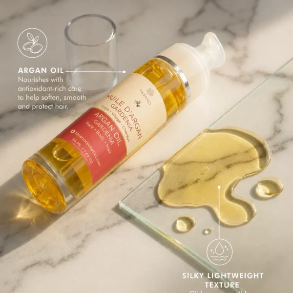 Gardenia argan oil lightweight texture with Moroccan argan oil for smooth hair and soft skin