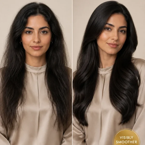 TASANO Patchouli Argan Oil before and after hair results for smoother shinier hair TASANO Patchouli Argan Oil before and after hair results for smoother shinier hair