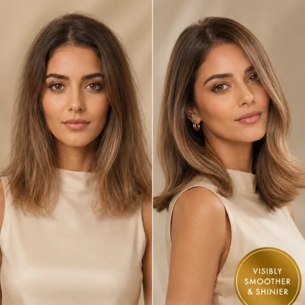 TASANO Rose Argan Oil before and after hair results for smoother shinier hair