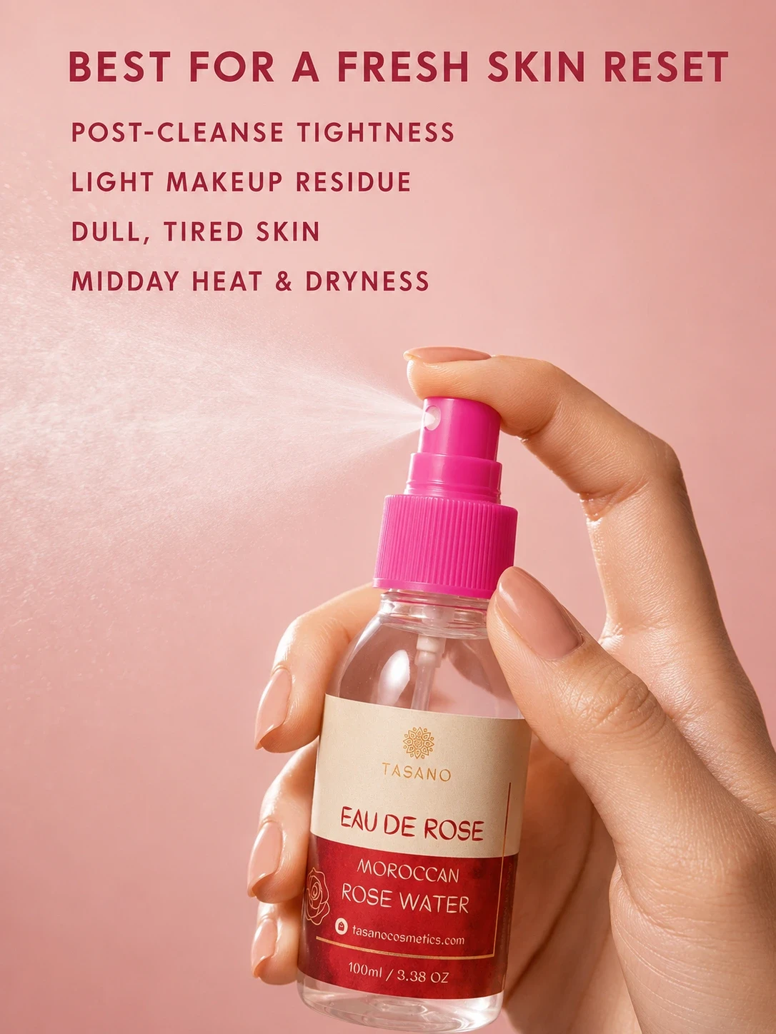 Moroccan Rose Water facial mist for hydration, toner, makeup removal and sensitive skin