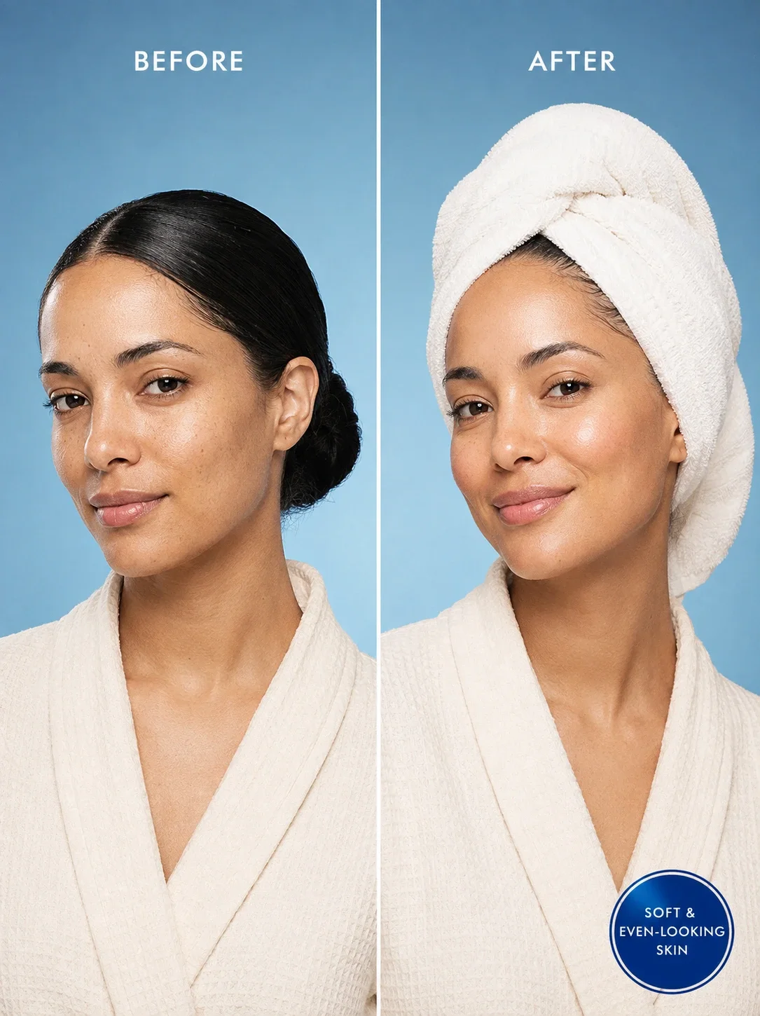 Nila Moroccan Soap before and after – smoother cleaner and more even-looking skin after hammam exfoliation