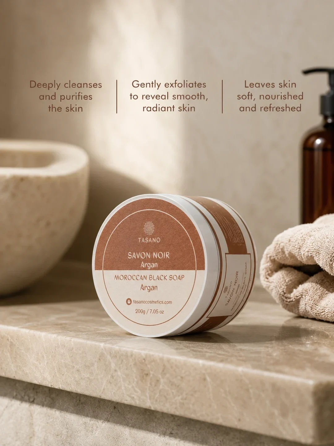 Argan Moroccan Soap benefits – cleanses softens and prepares dry body skin for exfoliation