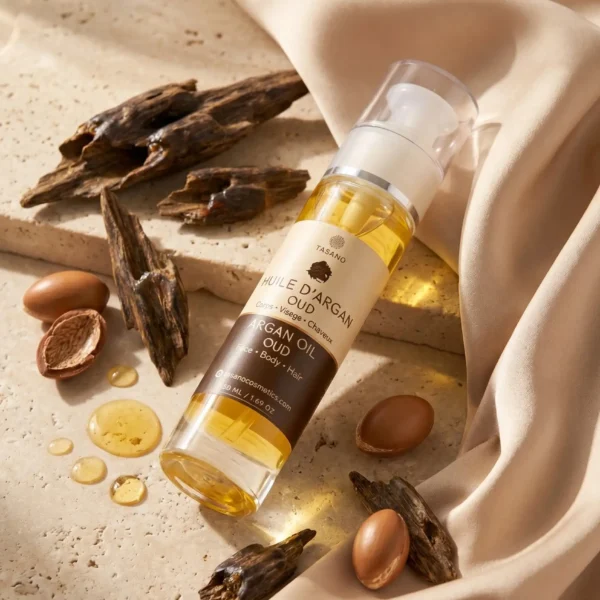 TASANO Oud Argan Oil with rich woody oud scent for hair and body