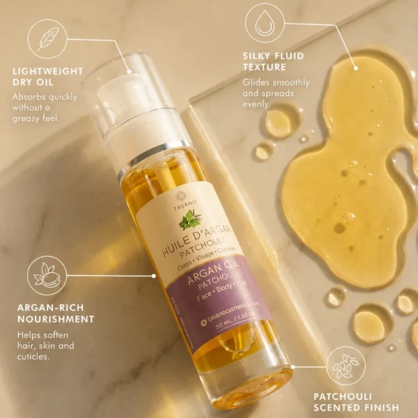 TASANO Patchouli Argan Oil lightweight dry oil with silky fluid texture TASANO Patchouli Argan Oil lightweight dry oil with silky fluid texture