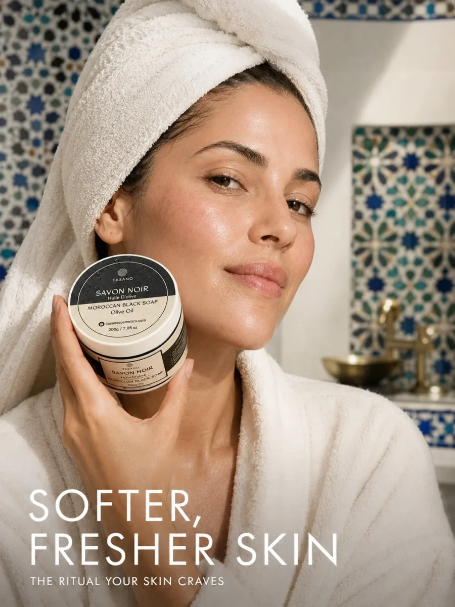 Moroccan Black Soap for smooth soft skin after traditional hammam ritual