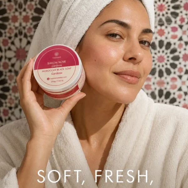 Gardenia Moroccan Soap results – fresh smooth glowing post-hammam skin after exfoliation Gardenia Moroccan Soap results – fresh smooth glowing post-hammam skin after exfoliation