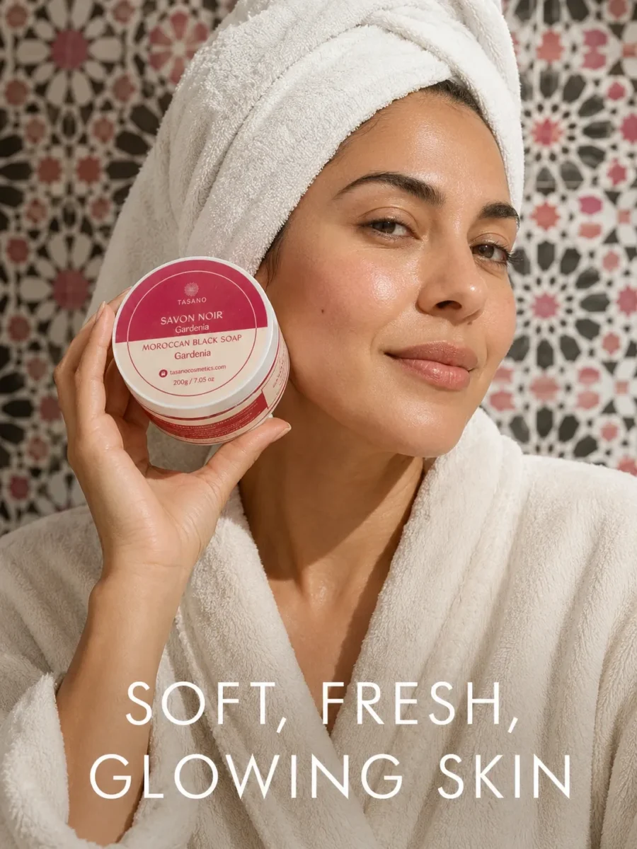Gardenia Moroccan Soap results – fresh smooth glowing post-hammam skin after exfoliation