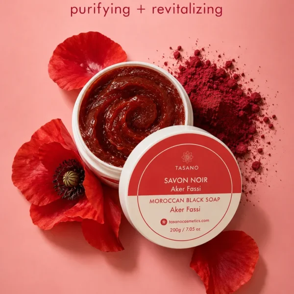 Aker Fassi Moroccan Soap with poppy petals – traditional Moroccan Beldi soap for hammam skincare Aker Fassi Moroccan Soap with poppy petals – traditional Moroccan Beldi soap for hammam skincare