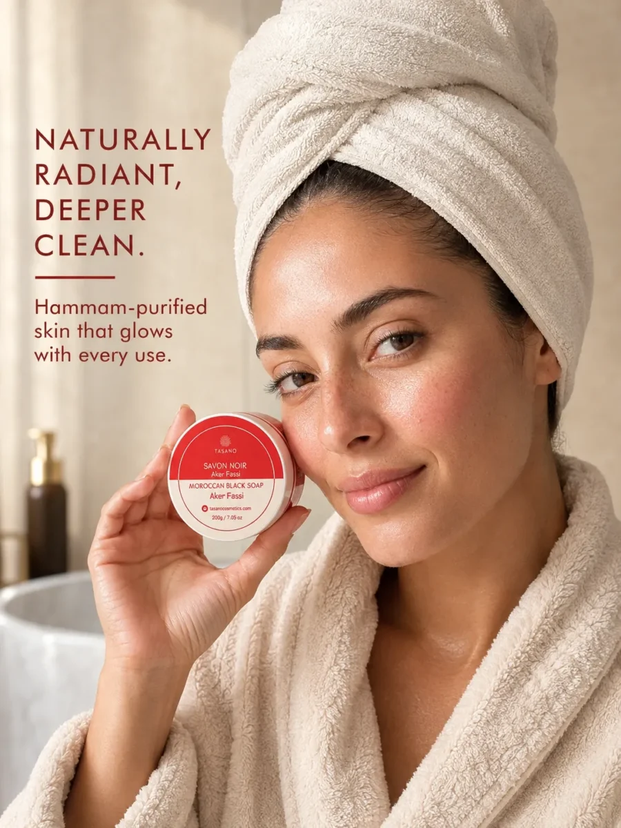 Aker Fassi Moroccan Soap results – smooth fresh radiant-looking post-hammam skin after exfoliation