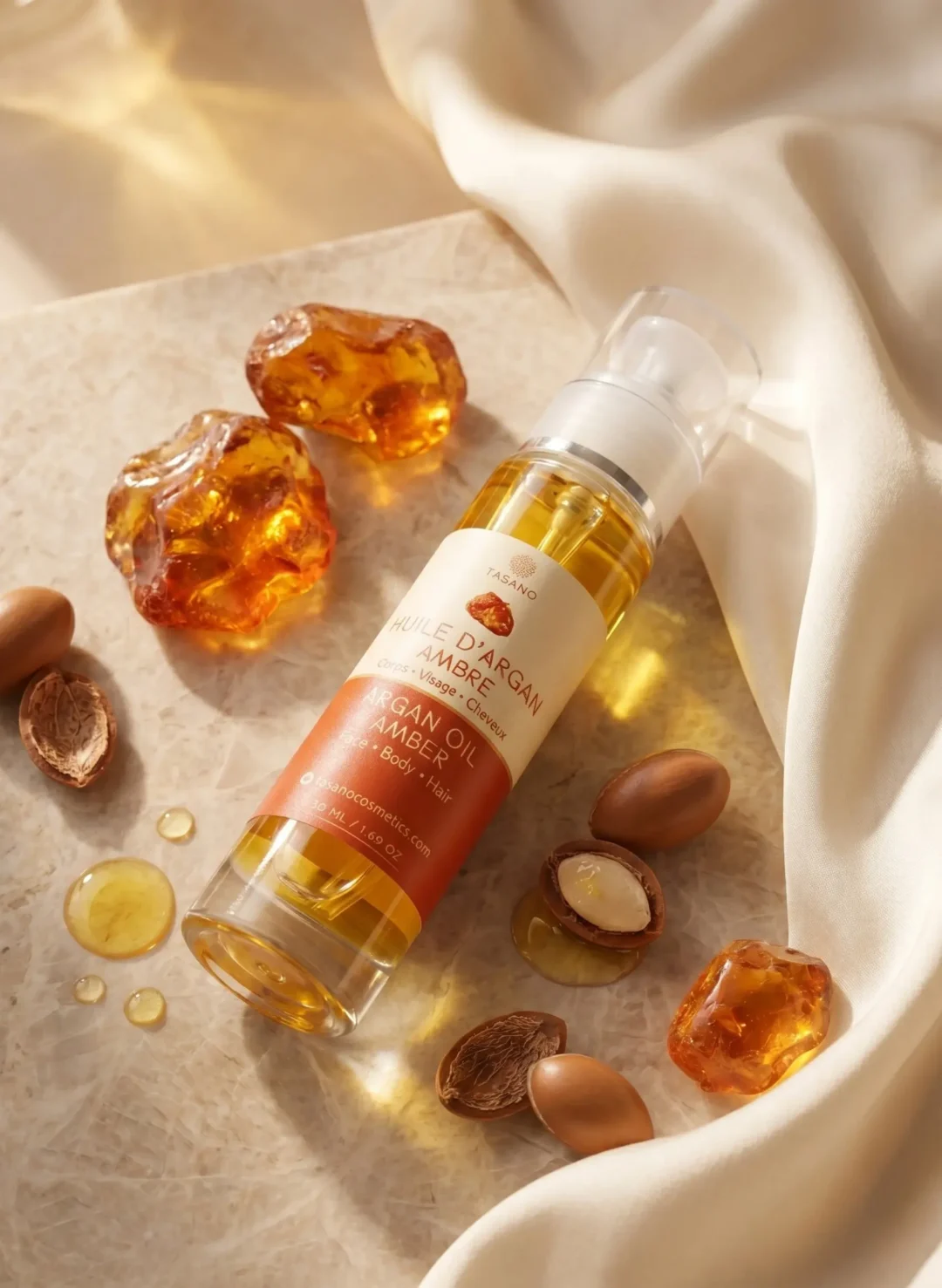 TASANO Amber Argan Oil with warm amber scent and Moroccan argan oil TASANO Amber Argan Oil with warm amber scent and Moroccan argan oil
