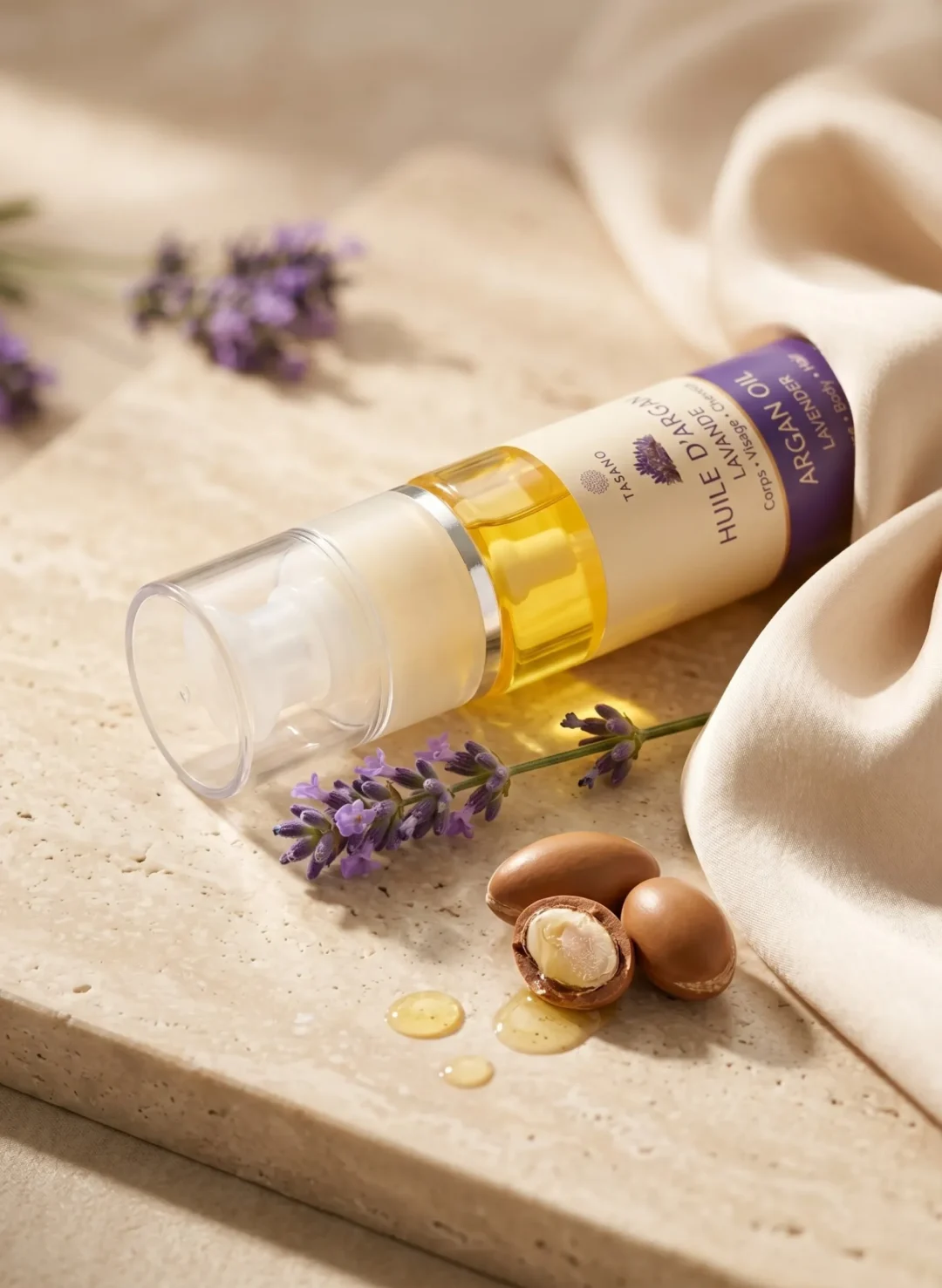 TASANO Lavender Argan Oil with calming lavender scent for hair and body