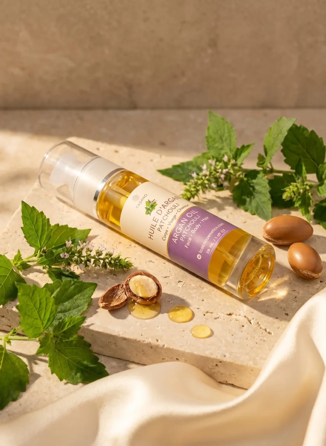 TASANO Patchouli Argan Oil with warm earthy patchouli scent for hair and body TASANO Patchouli Argan Oil with warm earthy patchouli scent for hair and body