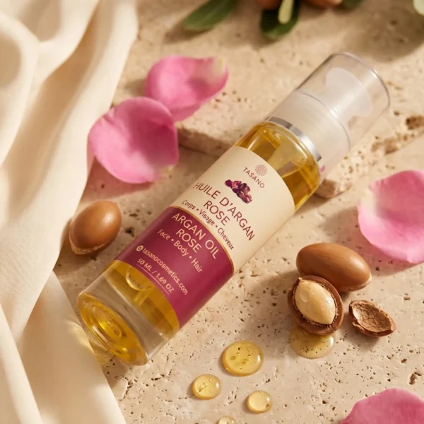 TASANO Rose Argan Oil with soft floral rose scent for hair and body