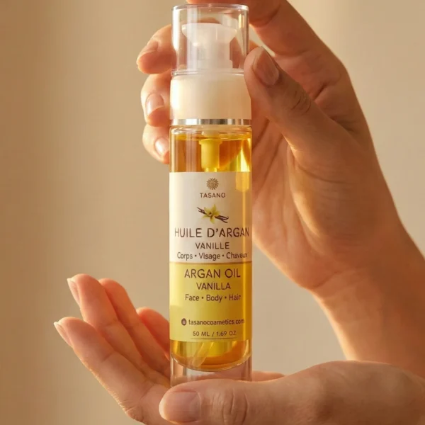 TASANO Vanilla Argan Oil with warm comforting vanilla scent for hair and body
