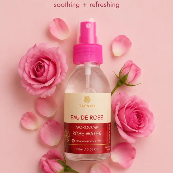 Pure Moroccan Rose Water made with steam-distilled Moroccan rose petals