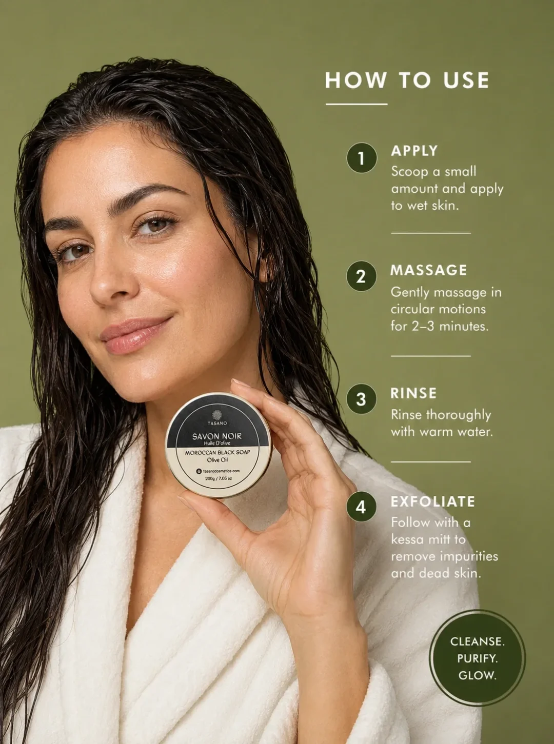 How to use Moroccan Black Soap with a kessa glove for body exfoliation