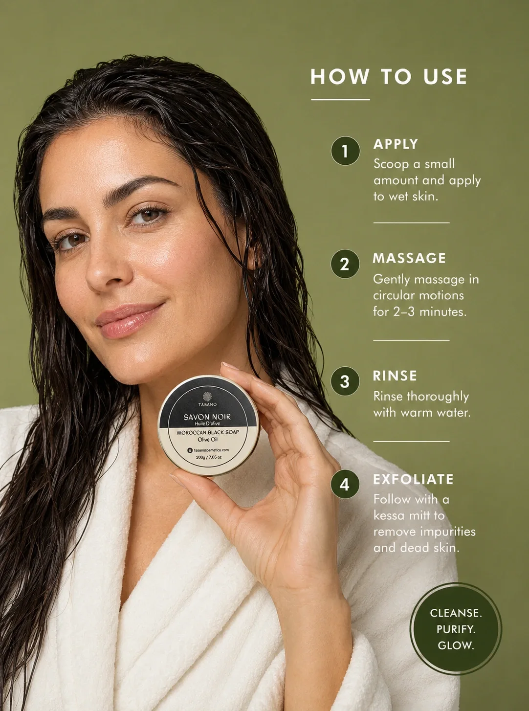 How to use Moroccan Black Soap with a kessa glove for body exfoliation