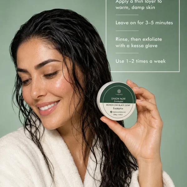 How to use Eucalyptus Moroccan Soap – hammam cleansing and kessa glove body exfoliation routine How to use Eucalyptus Moroccan Soap – hammam cleansing and kessa glove body exfoliation routine