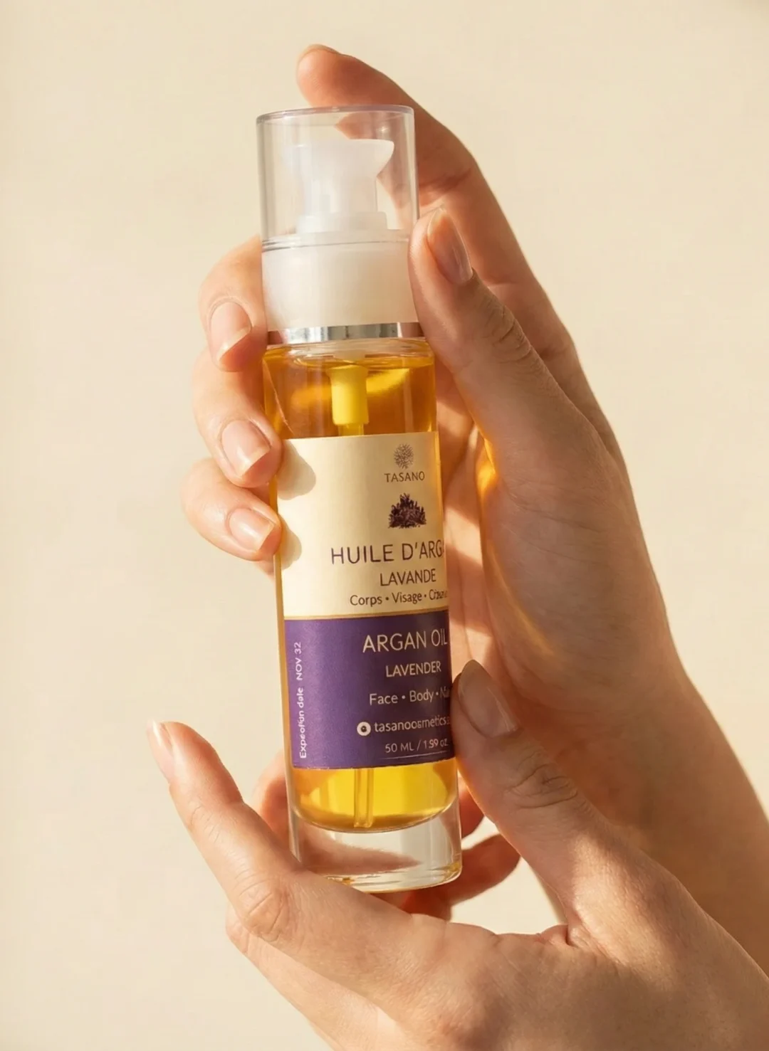 TASANO Lavender Argan Oil with calming lavender scent for hair and body