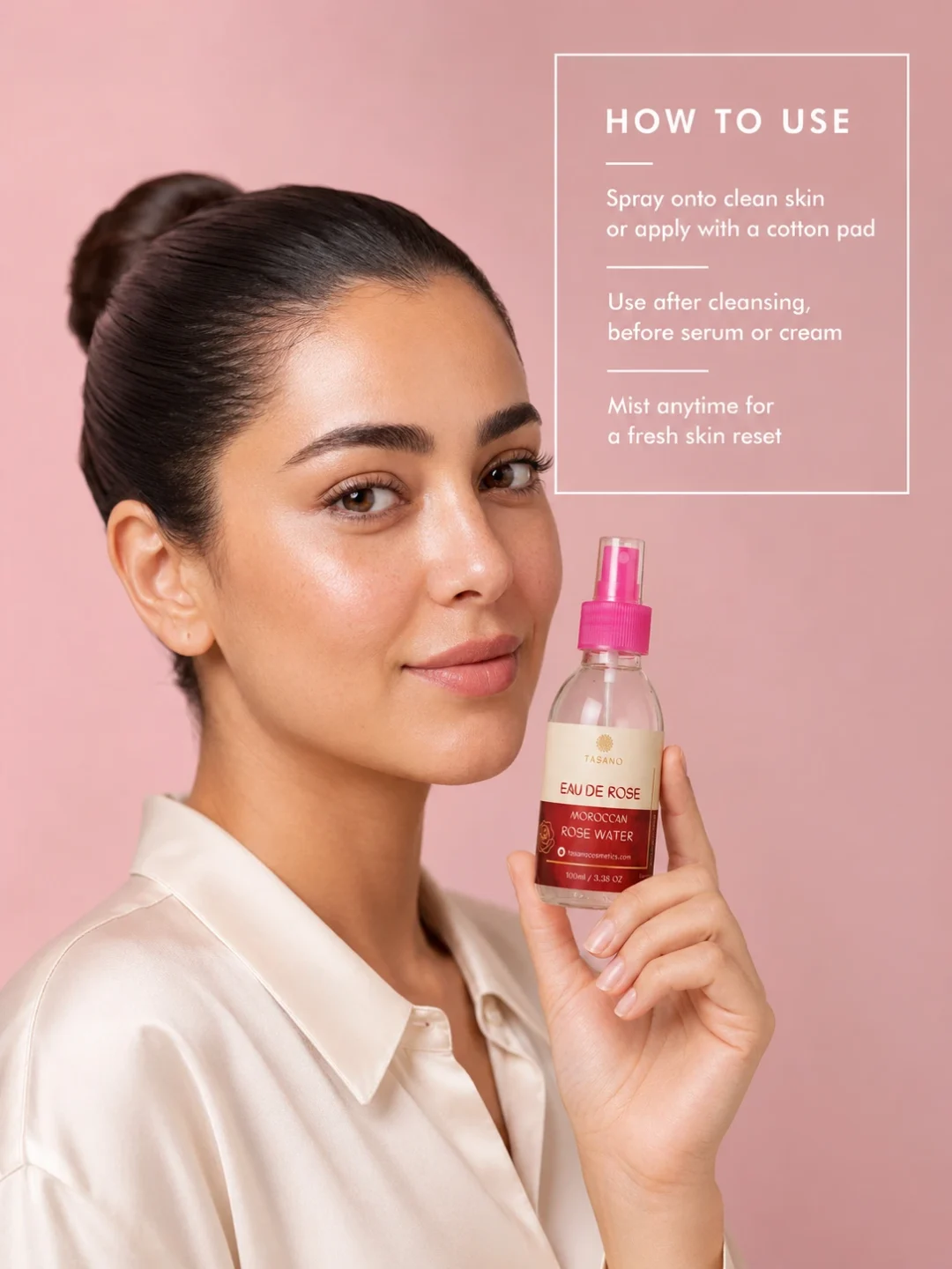 How to use Pure Moroccan Rose Water benefits for hydrated, refreshed and soothed skin