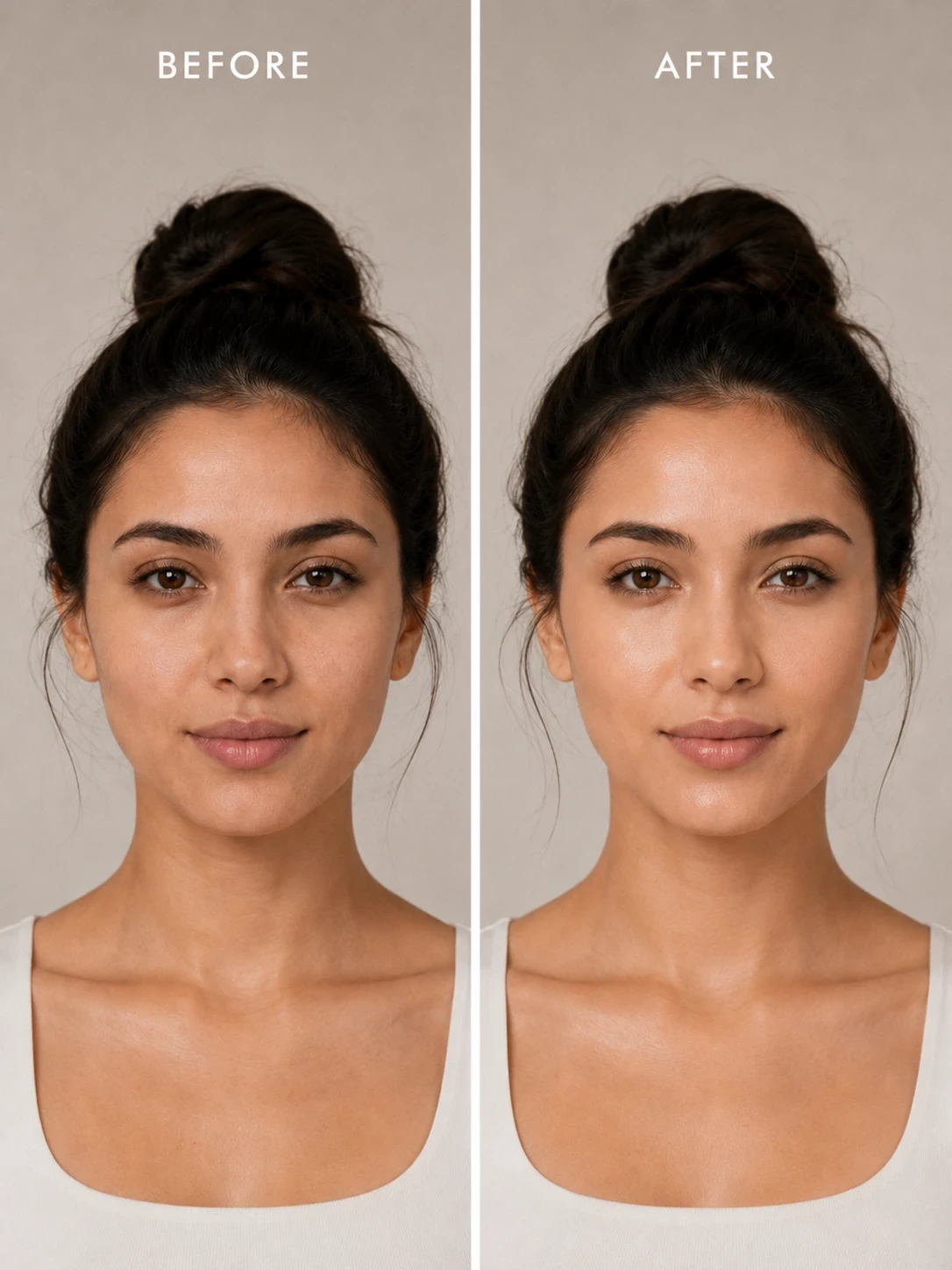 Before and after skincare comparison showing Moroccan argan oil benefits for softer, smoother, more radiant-looking skin.