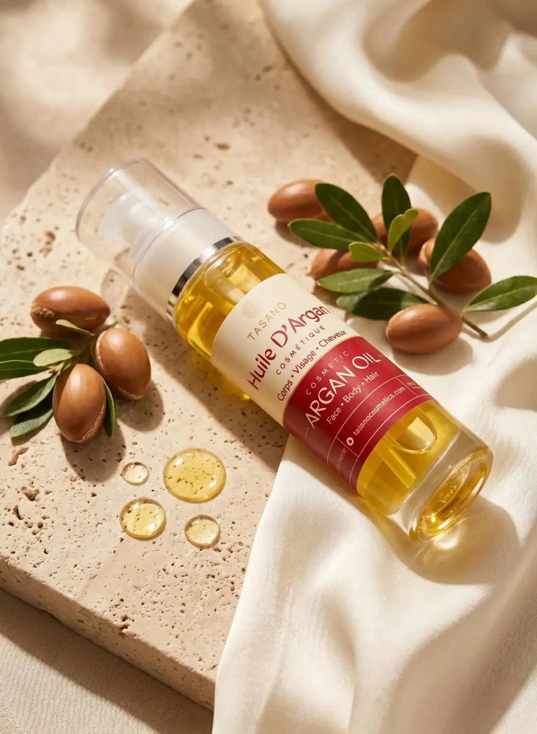 TASANO pure Moroccan argan oil for lightweight nourishing hair care and skincare