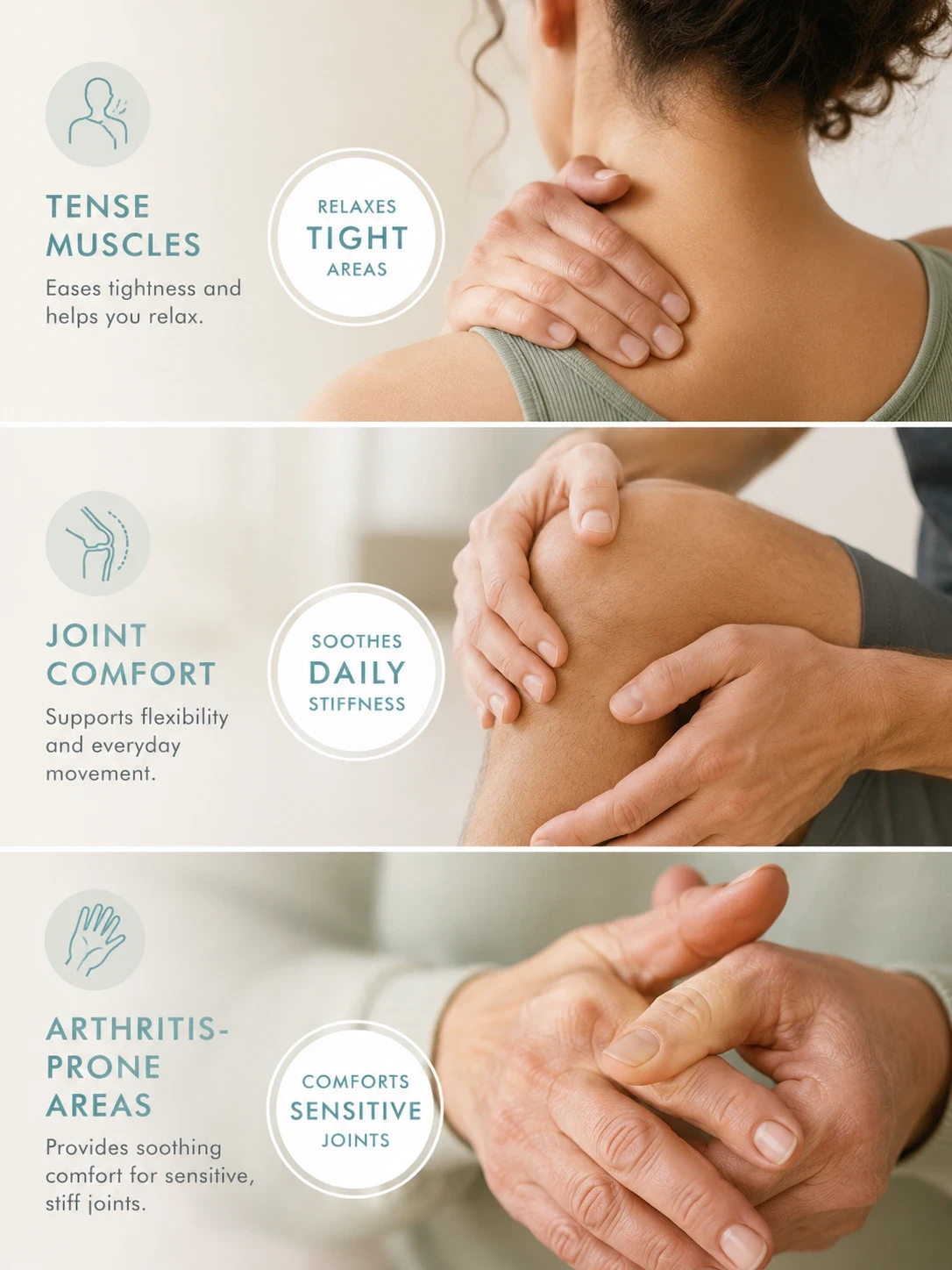 TASANO Eucalyptus Argan Body Oil benefits for tense muscles joint comfort and stiffness-prone areas