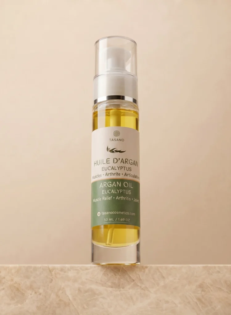 TASANO Eucalyptus Argan Body Oil for massage muscle relief and joint comfort