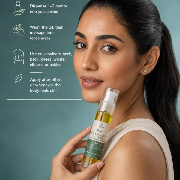 How to use TASANO Eucalyptus Argan Body Oil for massage on tense muscles joints and stiff areas How to use TASANO Eucalyptus Argan Body Oil for massage on tense muscles joints and stiff areas