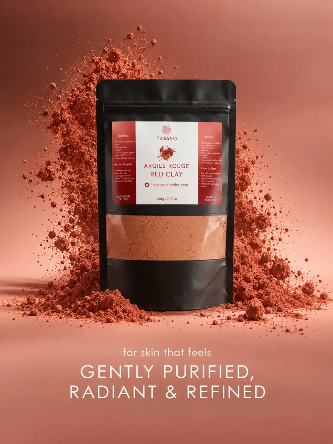 TASANO Moroccan Red Clay powder for oily dull skin, visible pores and naturally radiant-looking complexion TASANO Moroccan Red Clay powder for oily dull skin, visible pores and naturally radiant-looking complexion