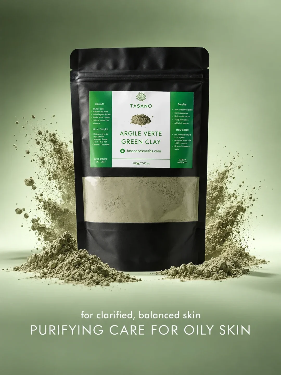 Moroccan Green Clay Mask for oily skin, excess sebum, visible shine and clogged-looking pores Moroccan Green Clay Mask for oily skin, excess sebum, visible shine and clogged-looking pores