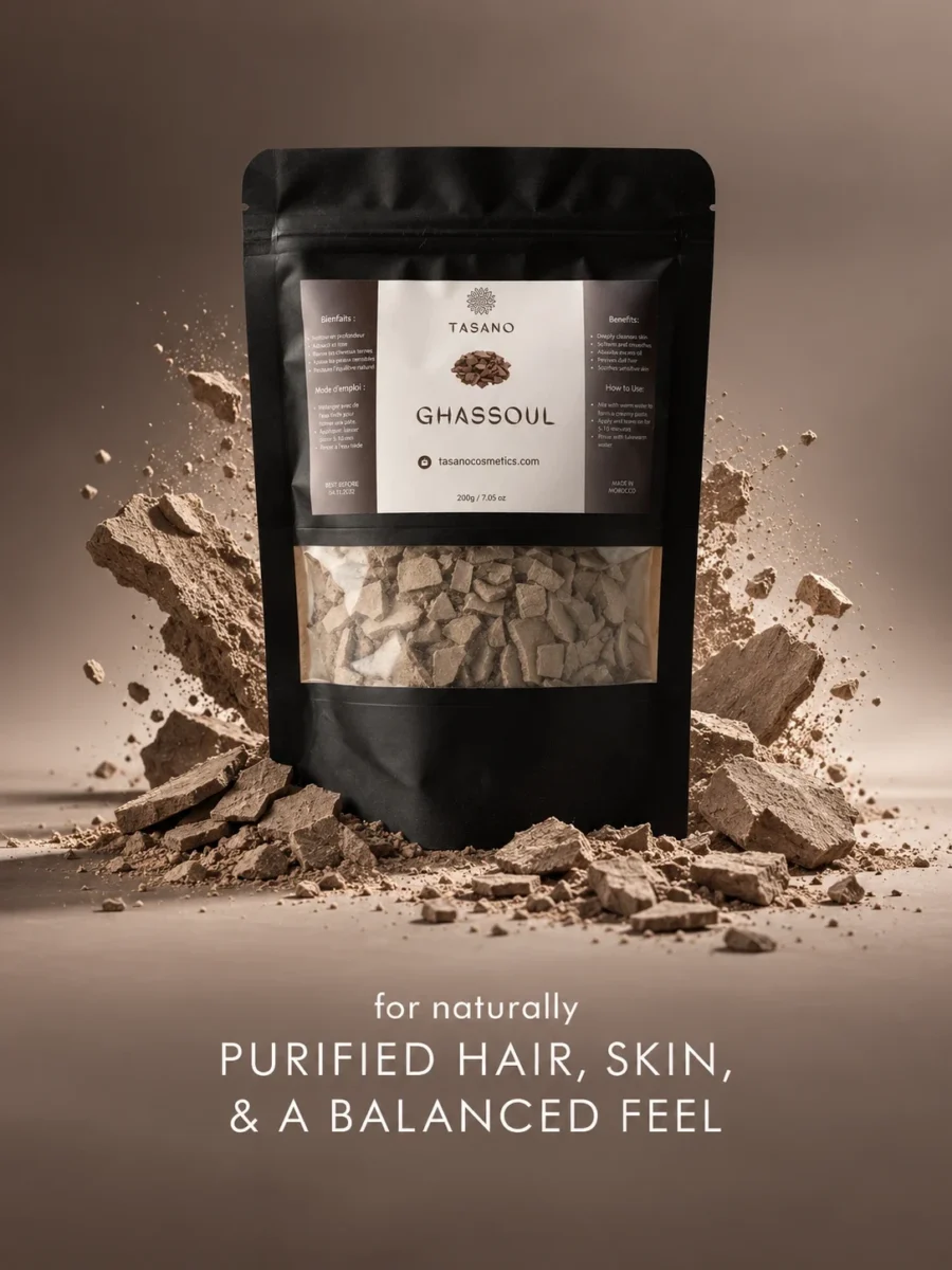 Moroccan Rhassoul Clay for oily hair, scalp buildup, oily skin and traditional hammam cleansing