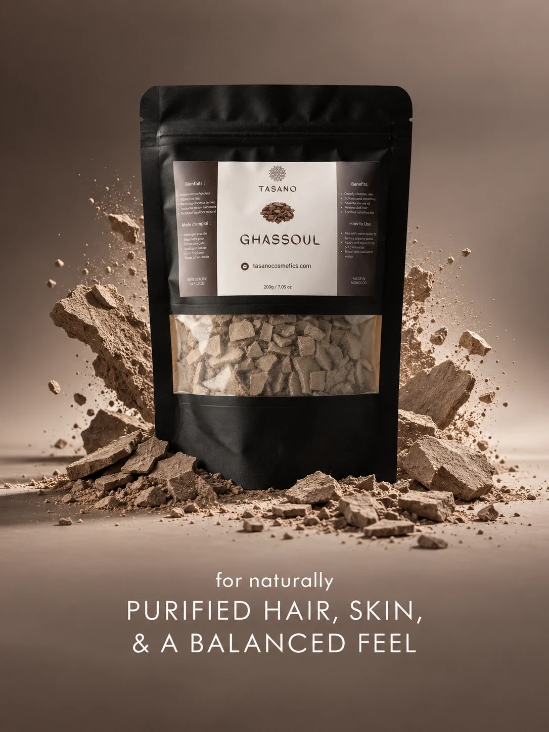 Moroccan Rhassoul Clay for oily hair, scalp buildup, oily skin and traditional hammam cleansing