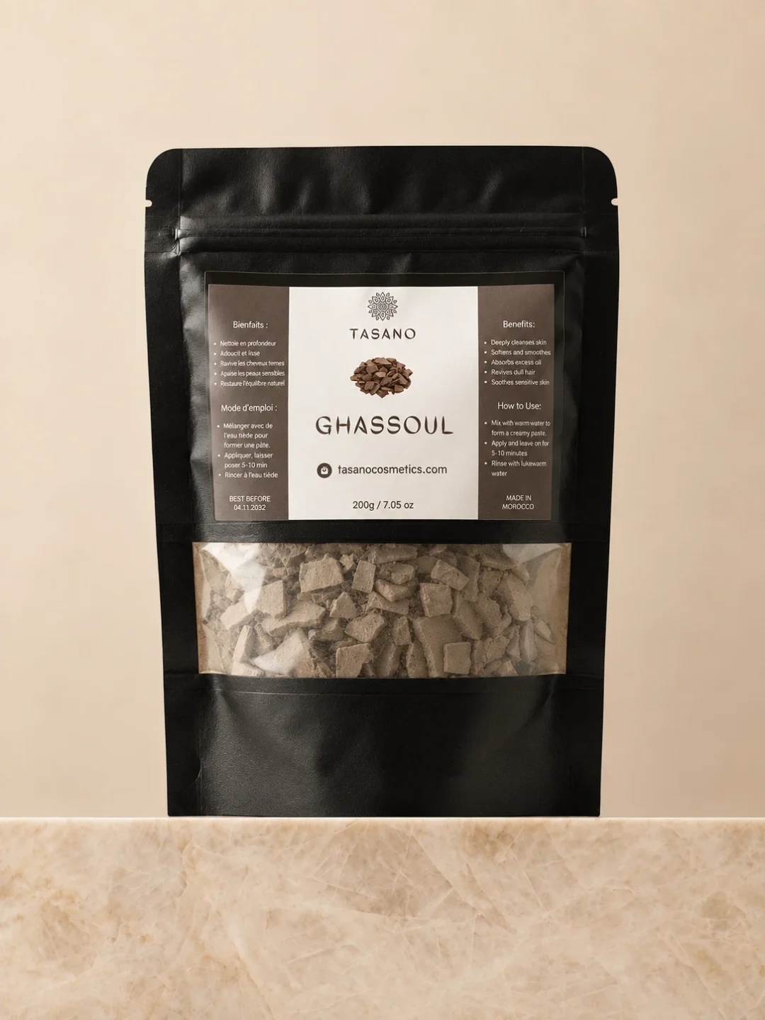 TASANO Moroccan Rhassoul Clay 200g Ghassoul hair and face mask for oily skin and scalp buildup TASANO Moroccan Rhassoul Clay 200g Ghassoul hair and face mask for oily skin and scalp buildup